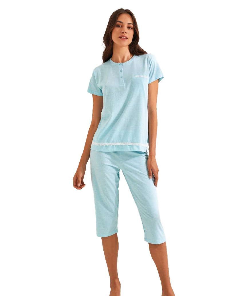 pigiama con pantaloni a pinocchietto colore menta