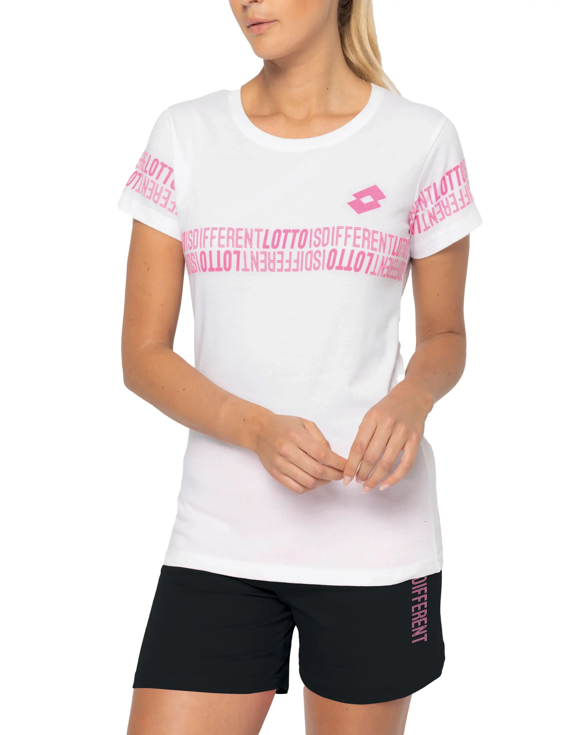 completo sportivo estivo in cotone con scritta rosa
