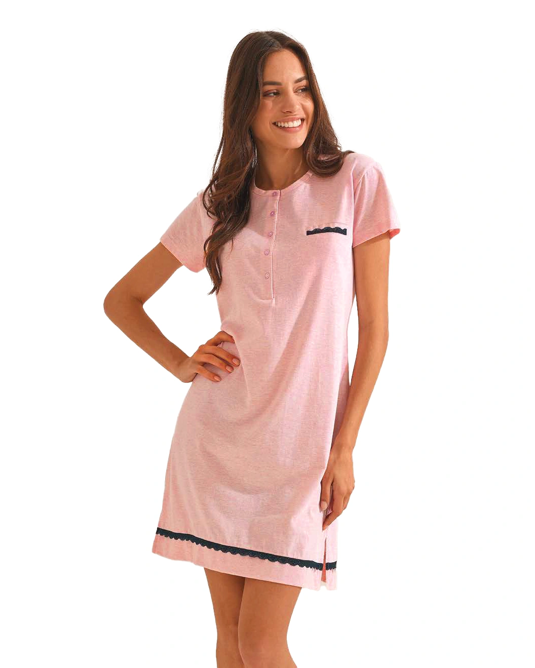 camicia rosa da allattamento a maniche corte