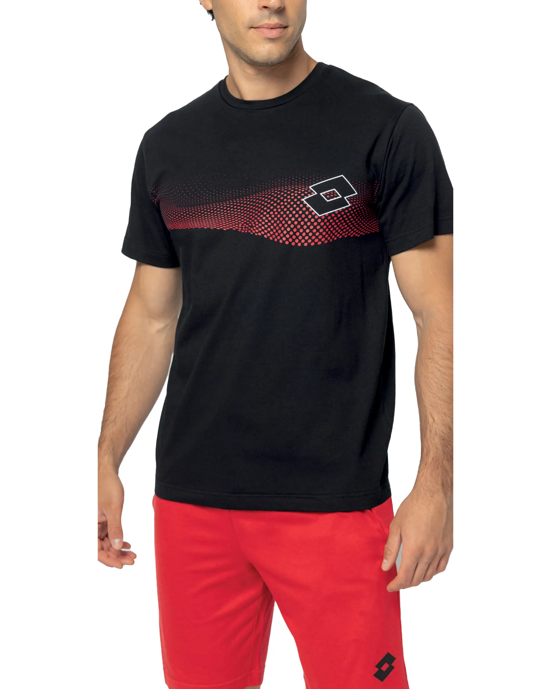 completo sportivo lotto in cotone colore nero e rosso