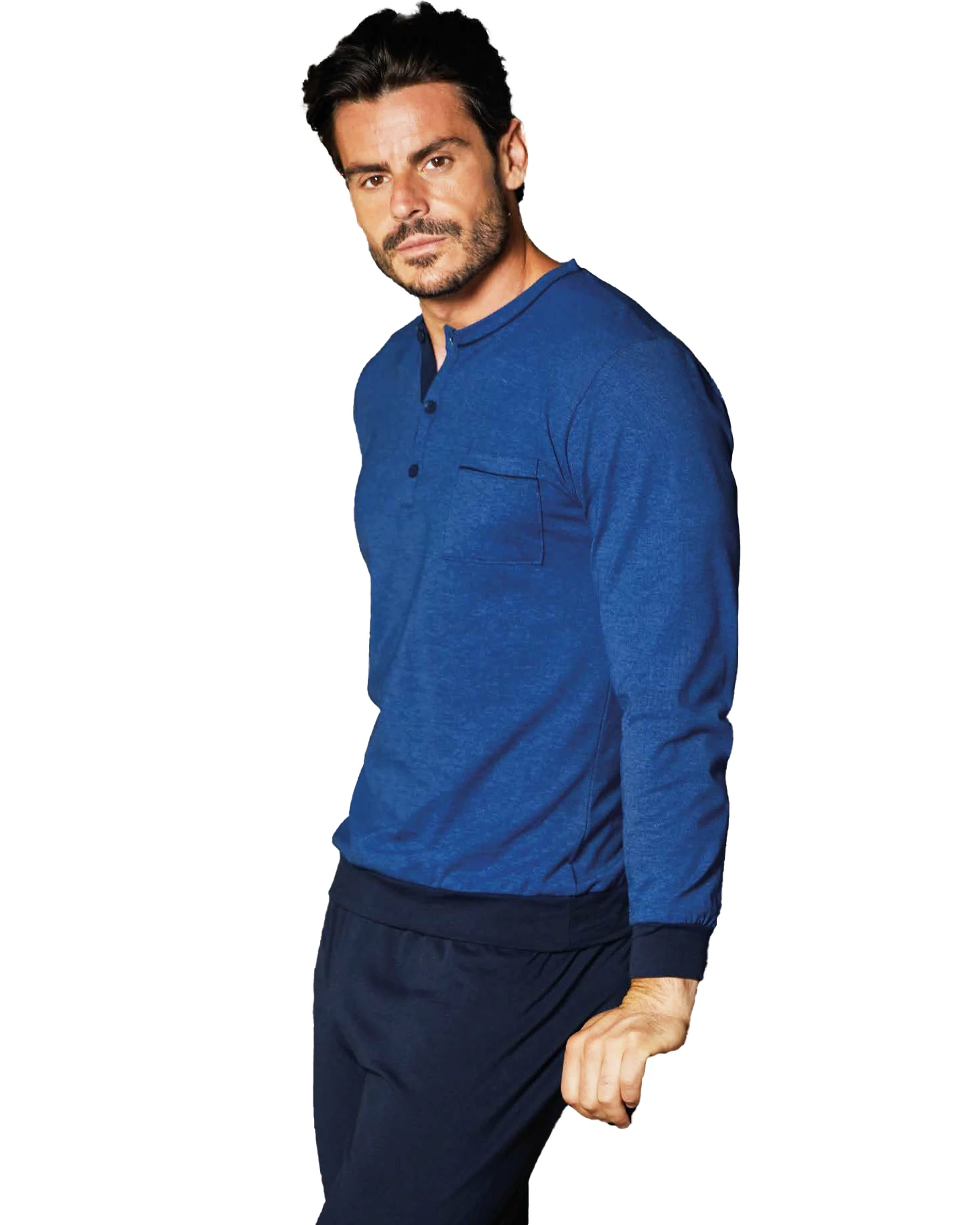 pigiama blu a maniche lunghe