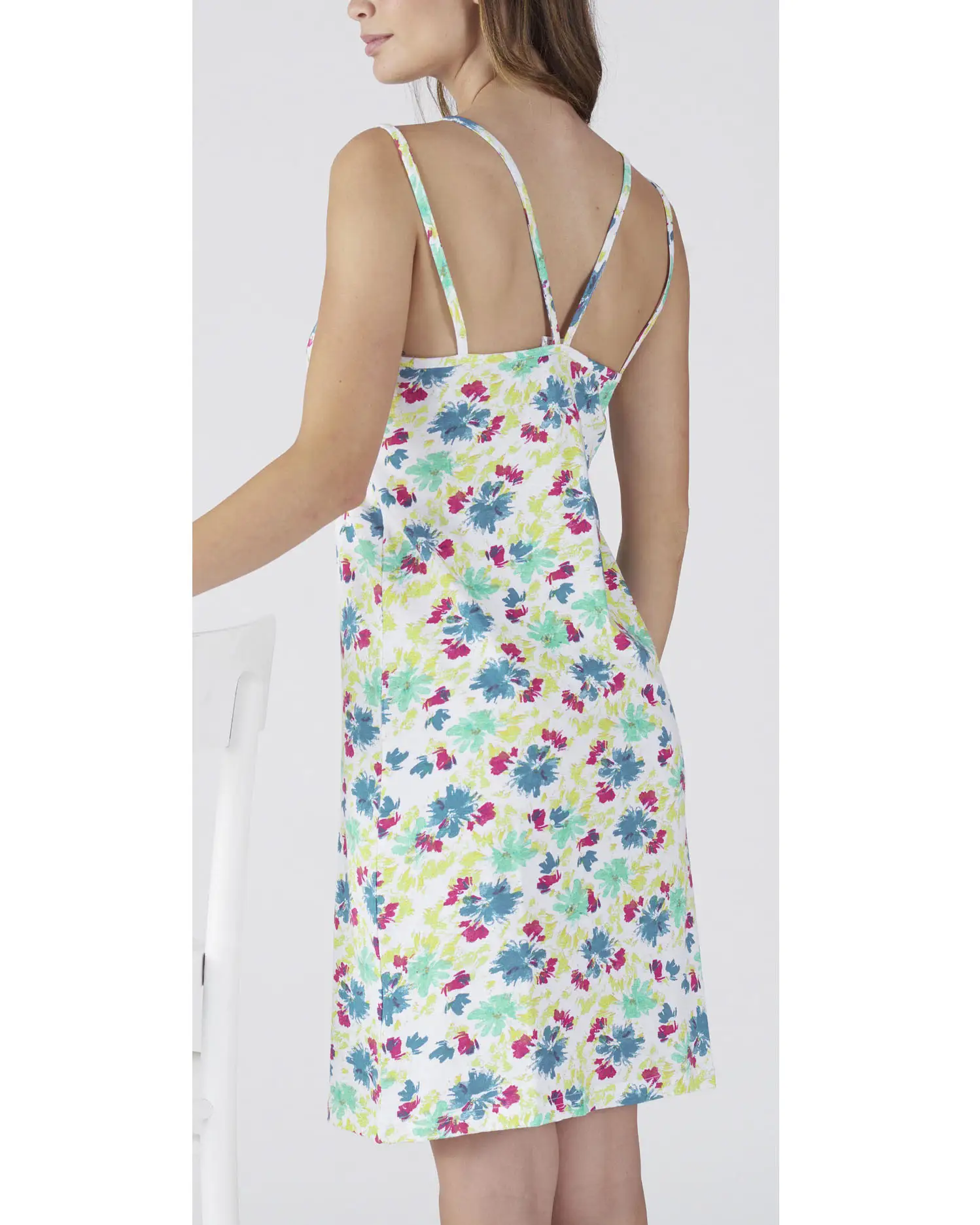camicia da notte verde con doppie bretelle