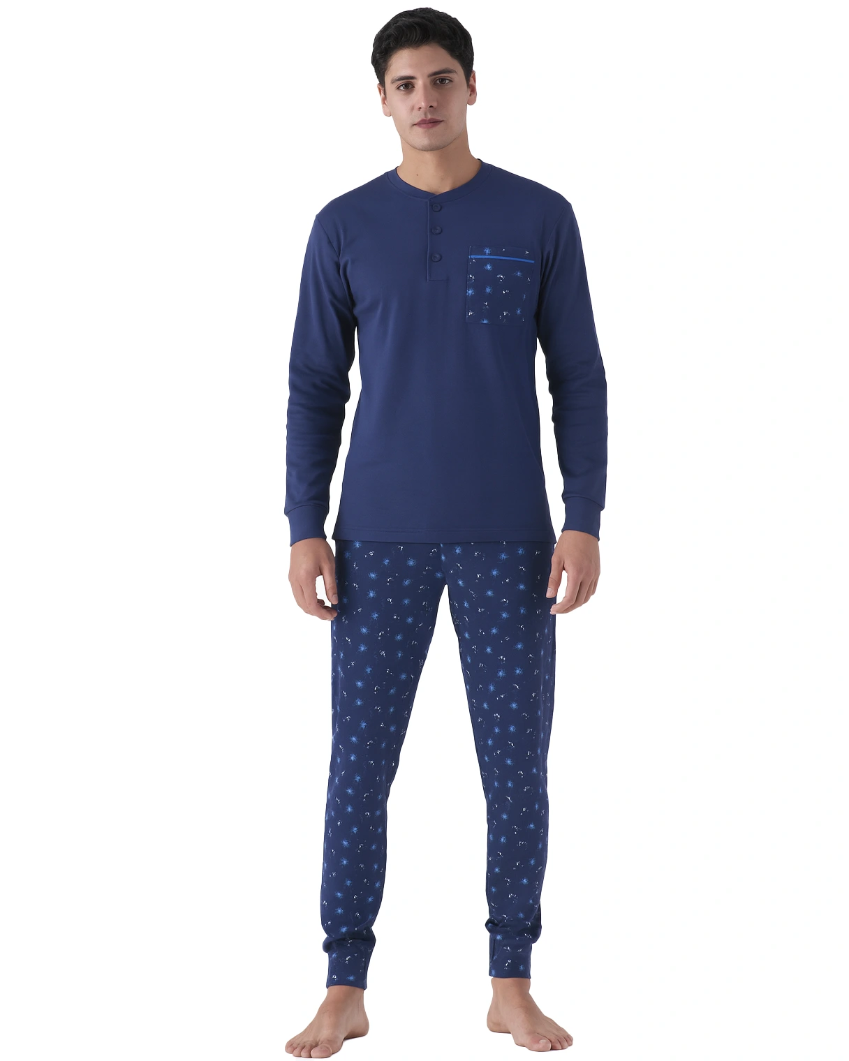 pigiama da uomo a maniche lunghe blu