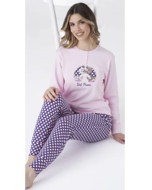 pigiama rosa con stampa dei gatti