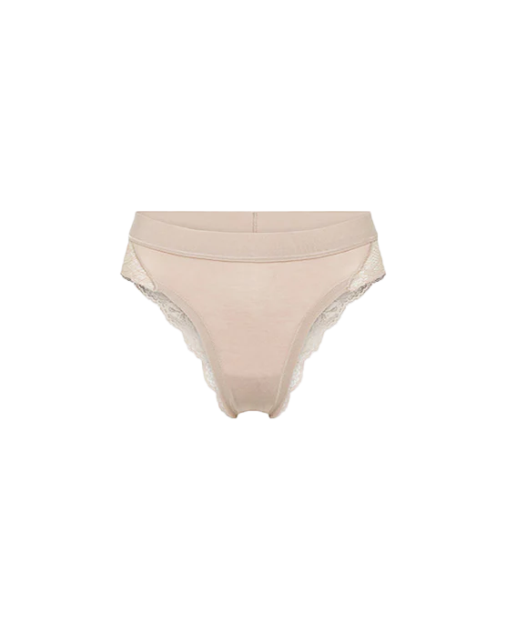 brasiliana beige biodegradabile con pizzo