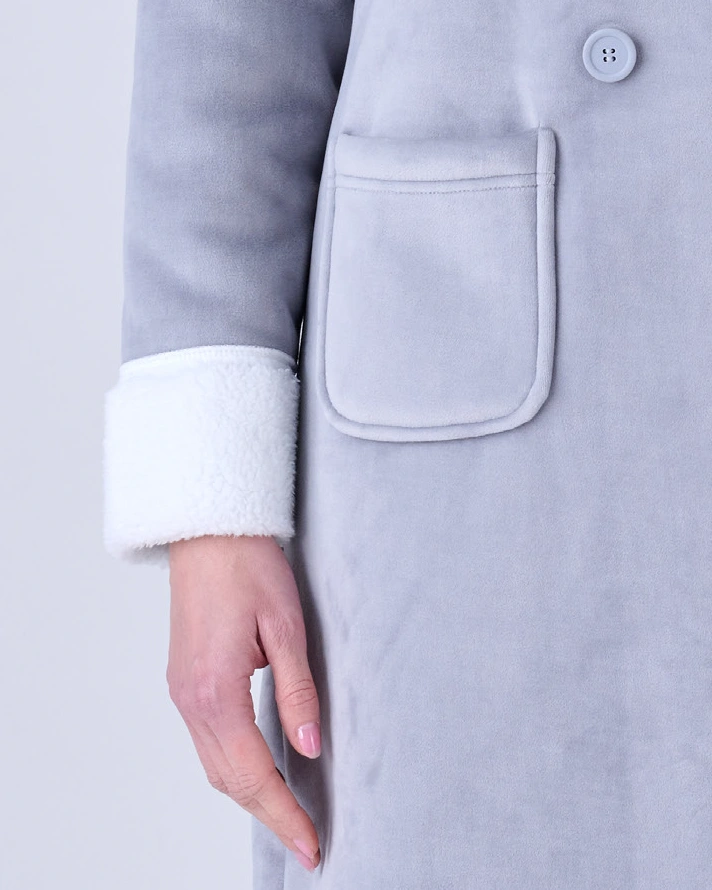 vestaglia in pile donna con pelliccia interna