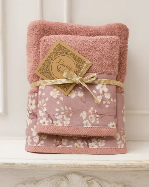 set di asciugamani spugna shabby color cipria
