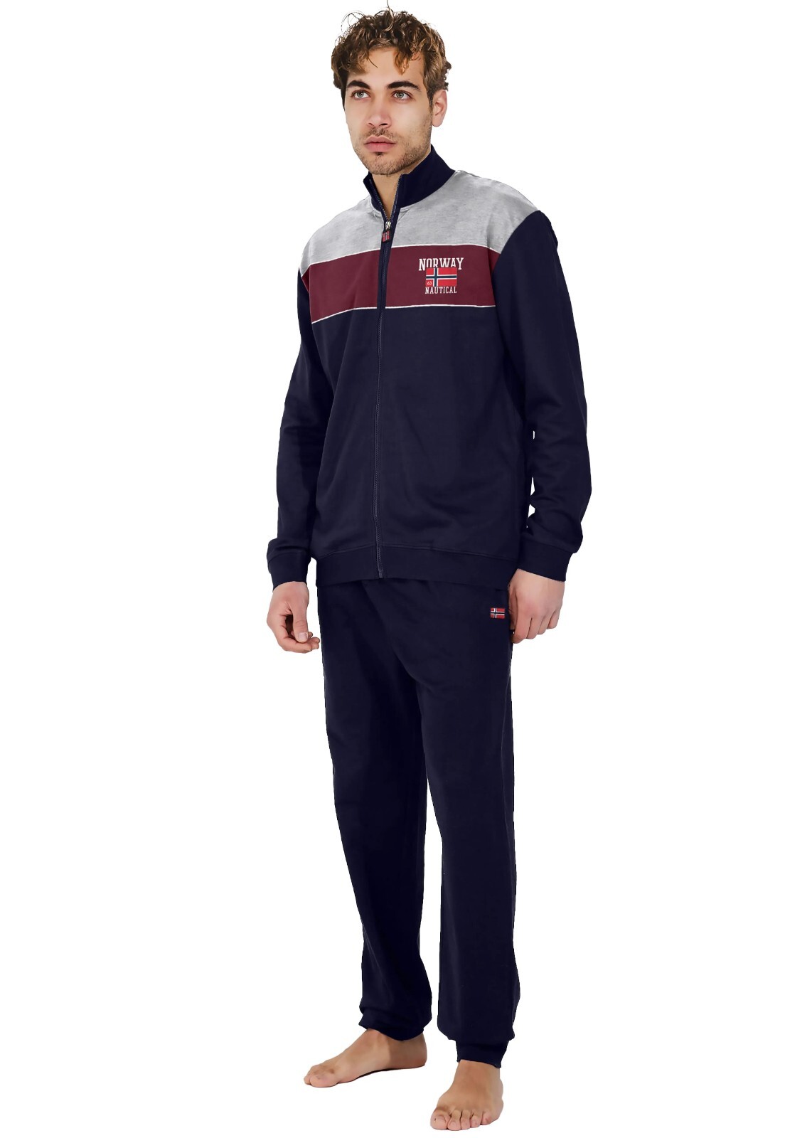 tuta uomo blu, bordeaux e grigia