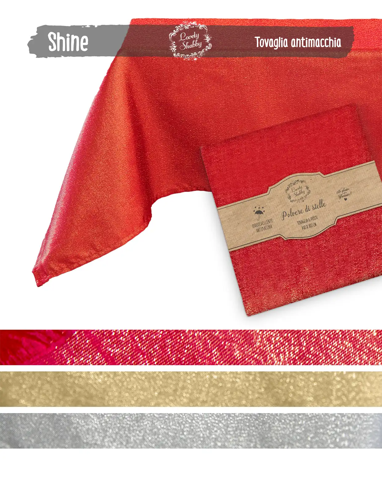 tovaglia antimacchia brillantinata rossa