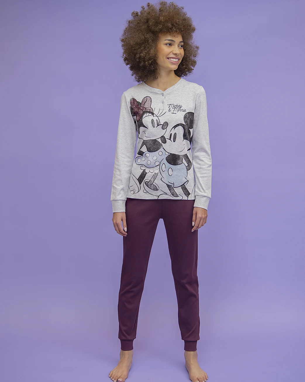pigiama donna grigio mickey mouse e minnie
