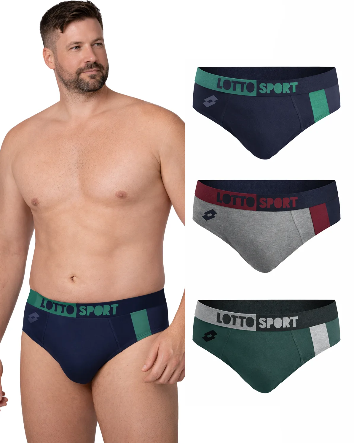 tre paia di slip lotto sport da uomo