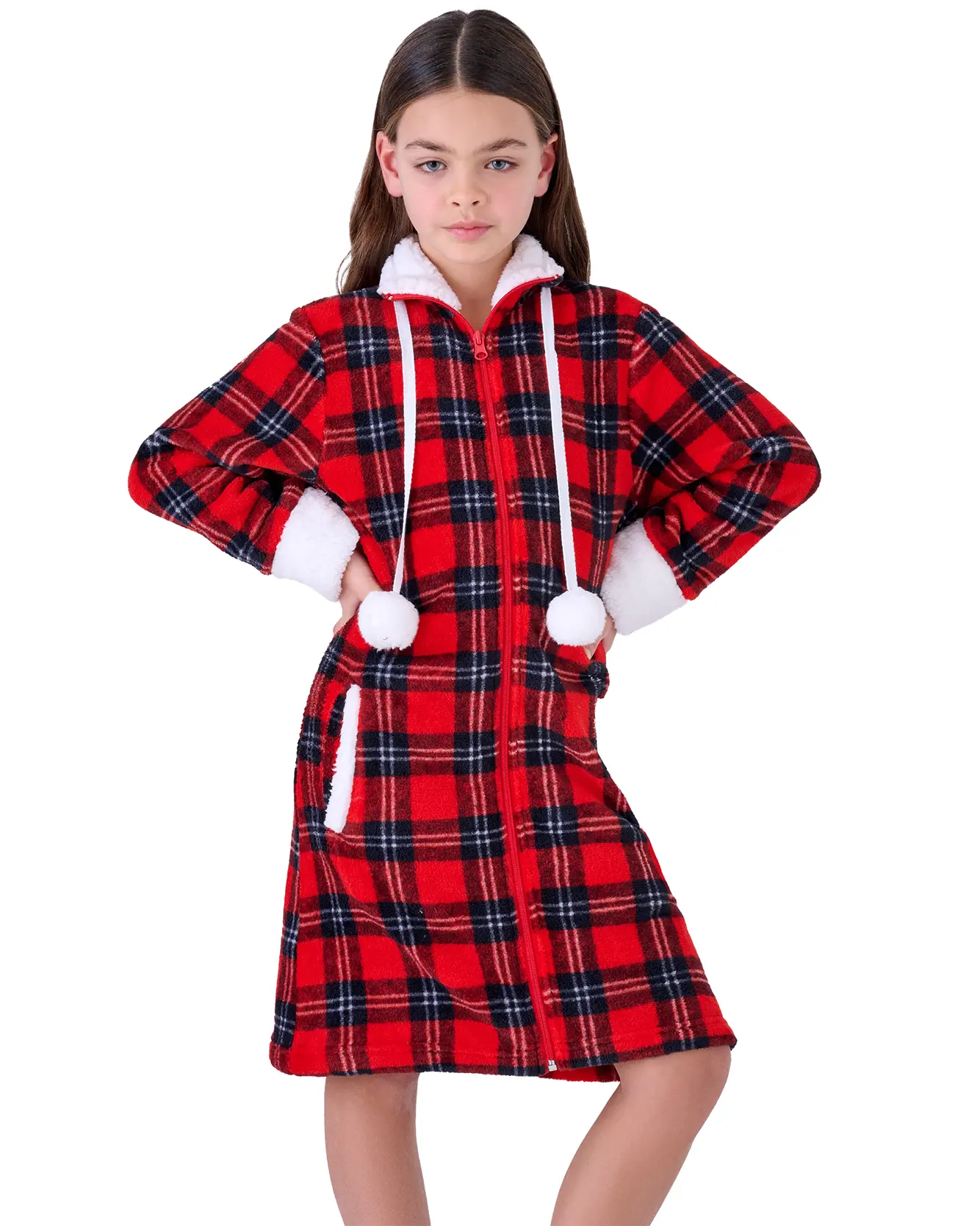 vestaglia natalizia bambina a quadri rossa