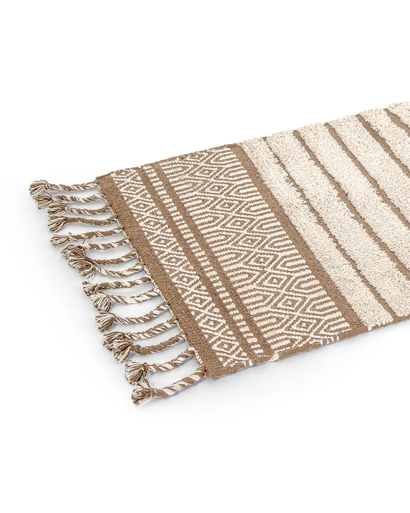 tappeto shabby etnico cotone di colore sabbia