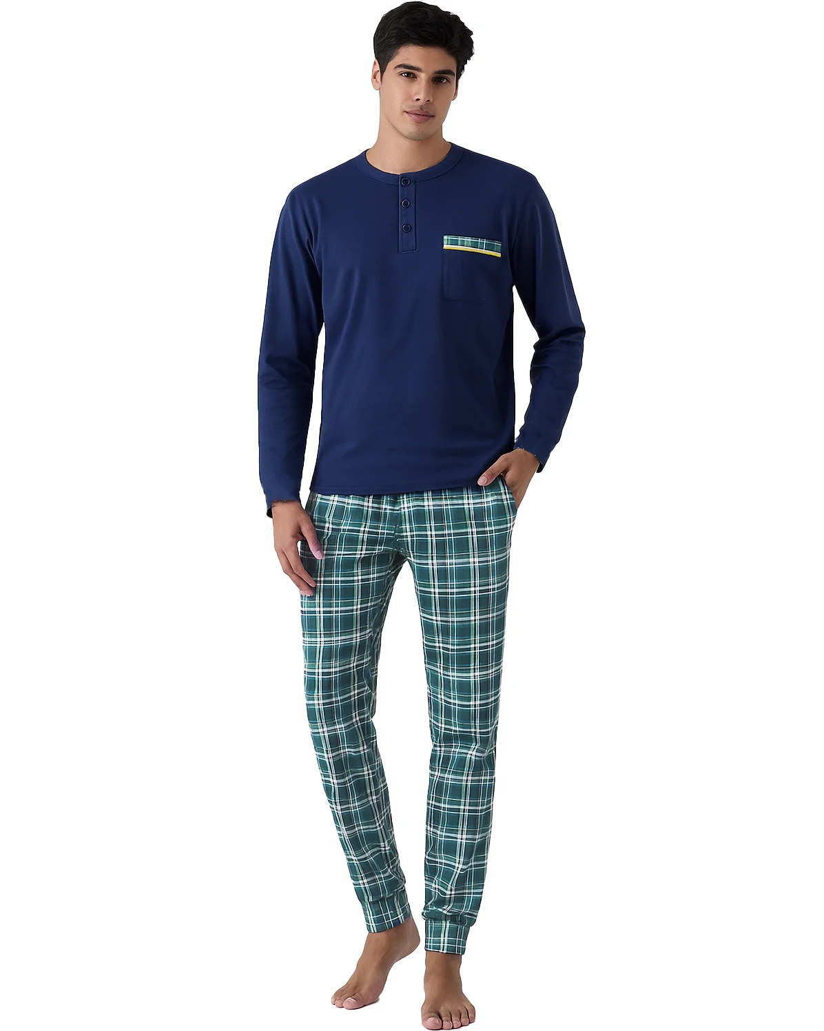 pigiama uomo caldo in cotone blu IntimoCasa.it