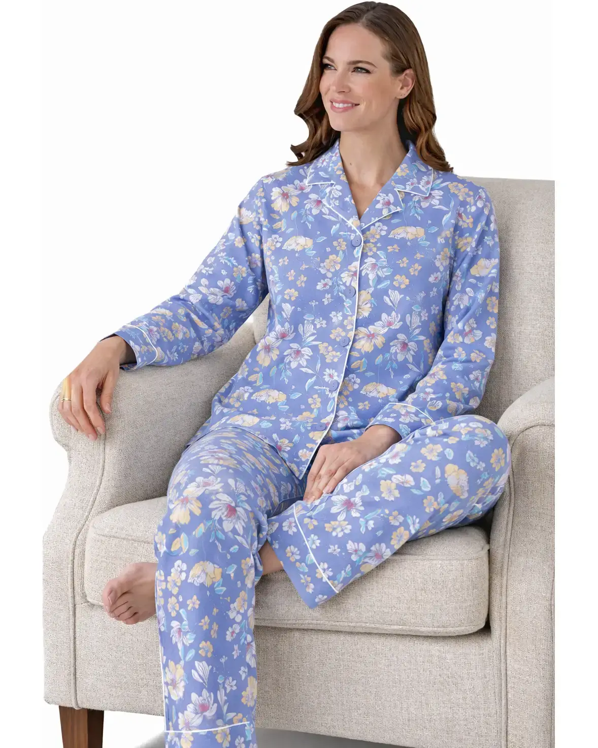 pigiama aperto donna pigiamiamoci in caldo cotone azzurro