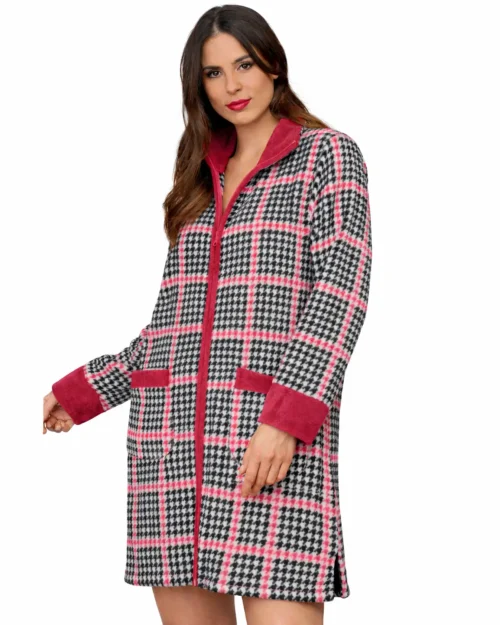 vestaglia emozioni coral malva calda per donne con zip