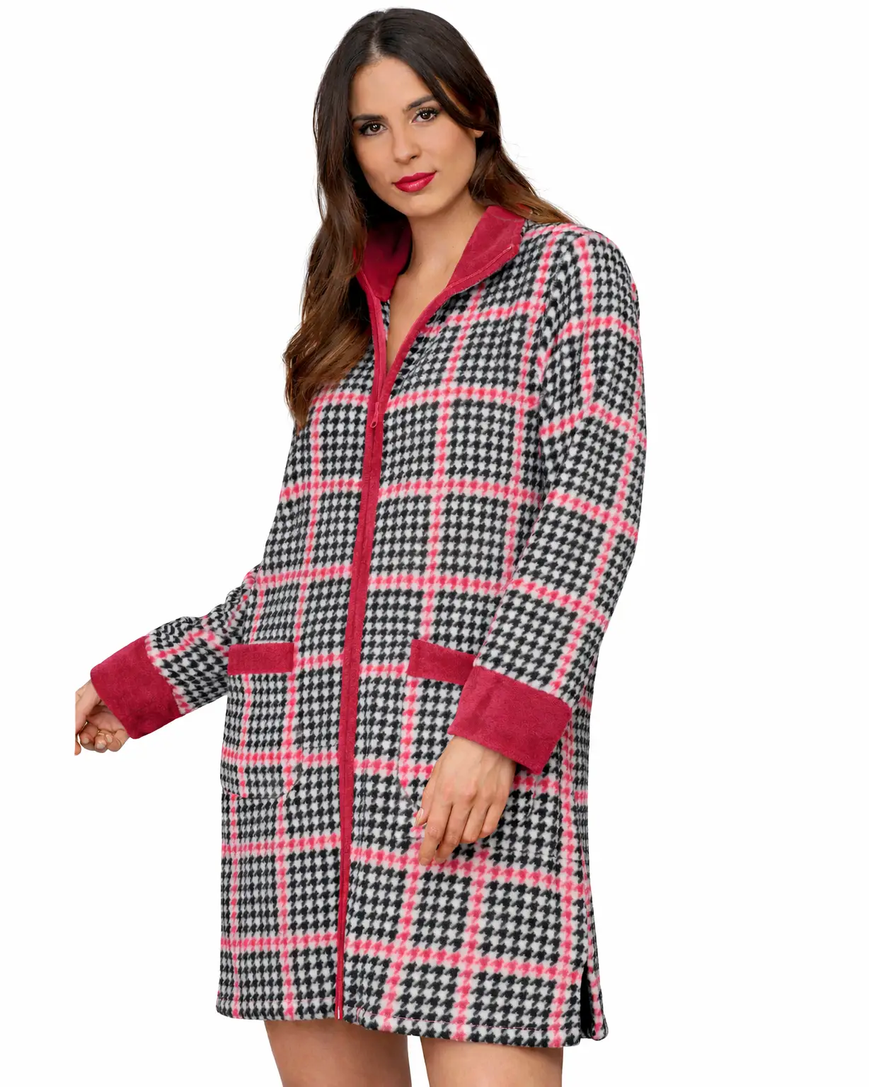 vestaglia emozioni coral malva calda per donne con zip