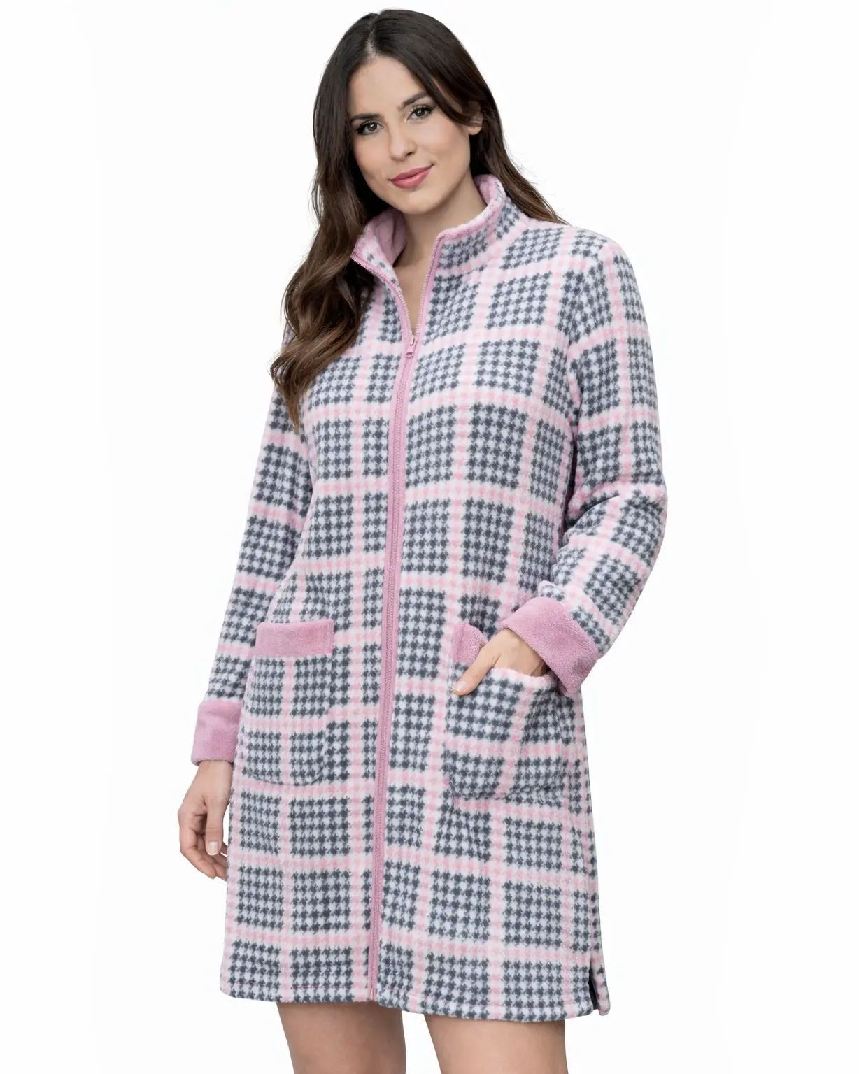 vestaglia emozioni coral rosa calda per donne con zip