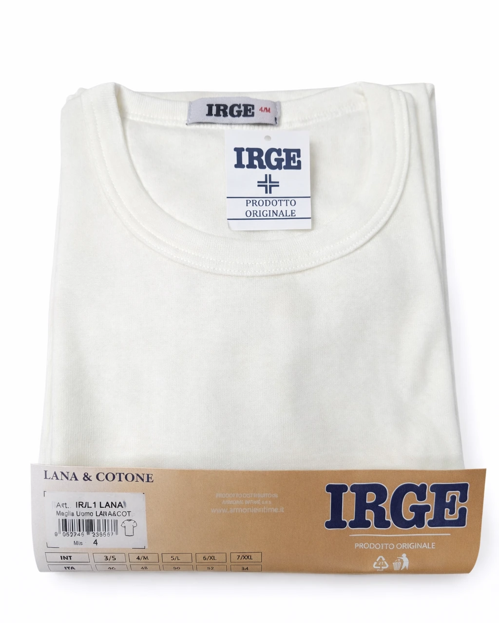 Maglia Intima Uomo Lana e Cotone -Mezza Manica Irge - immagine 2