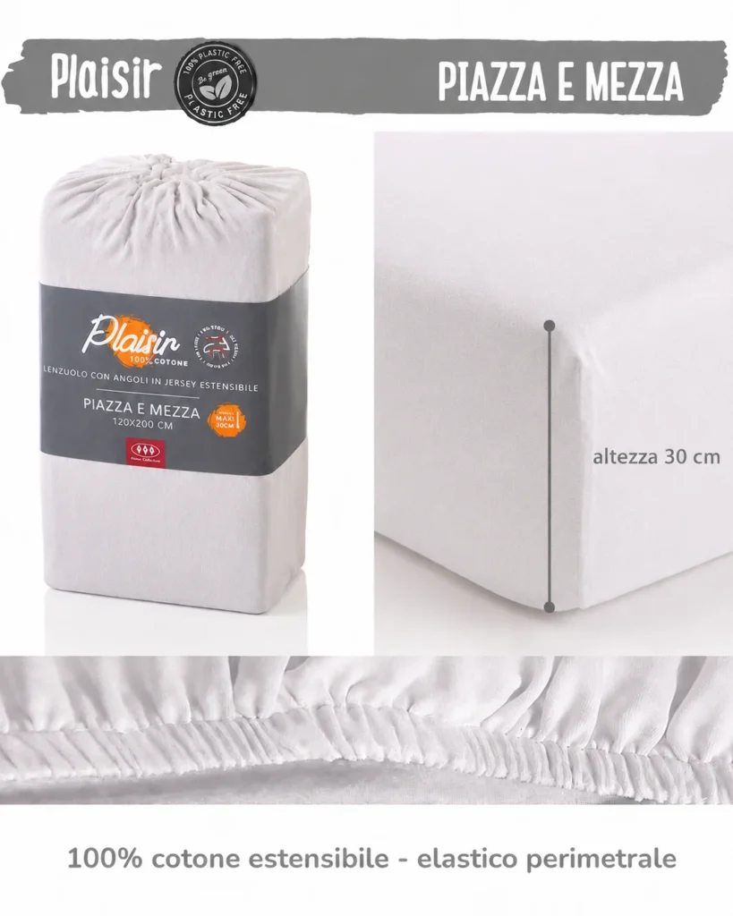 Lenzuolo Sotto con Angoli 30cm – Jersey Elastico Piazza e Mezza