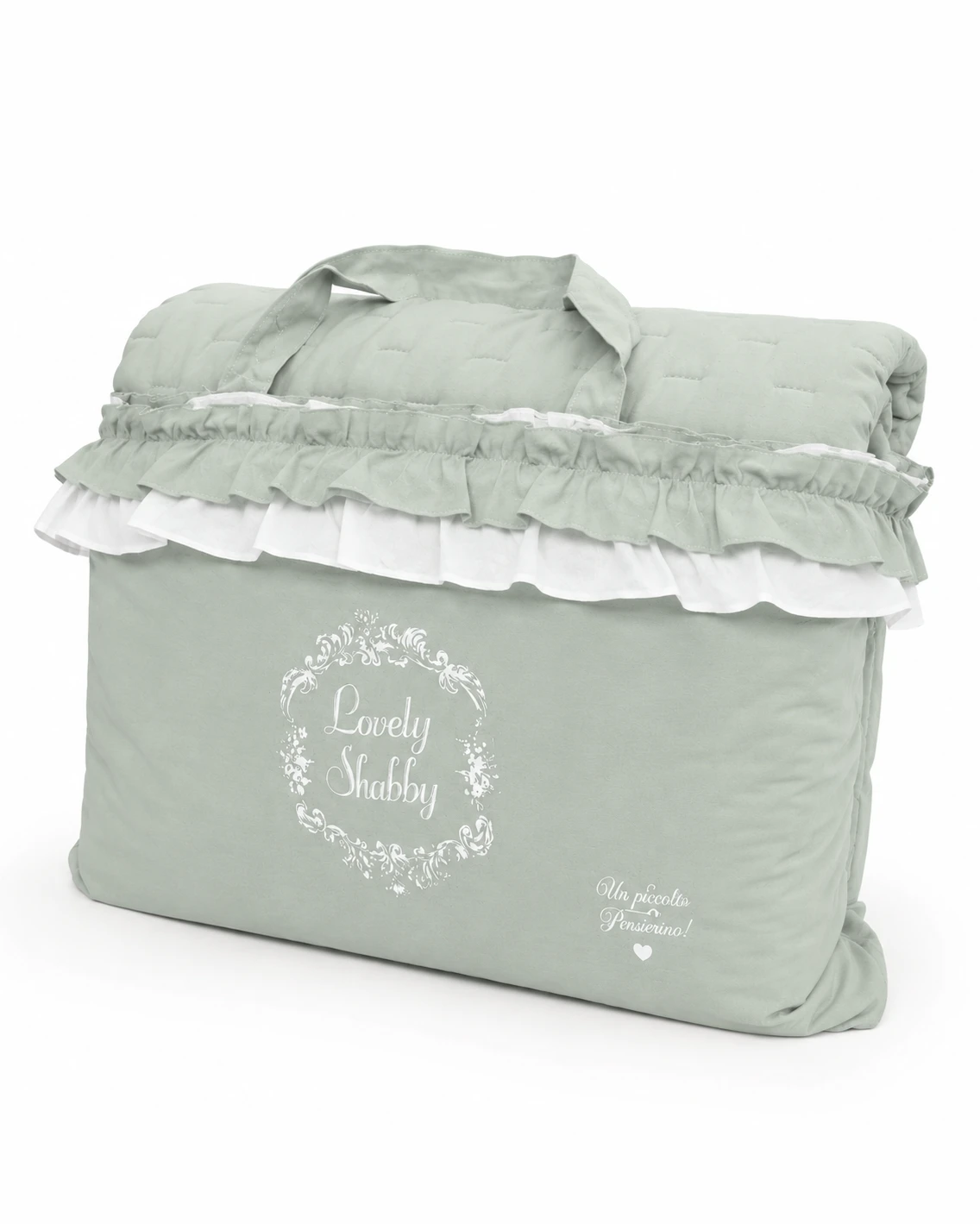Trapuntino Singolo Shabby Chic con Rouches - Soft Touch Verde - immagine 2