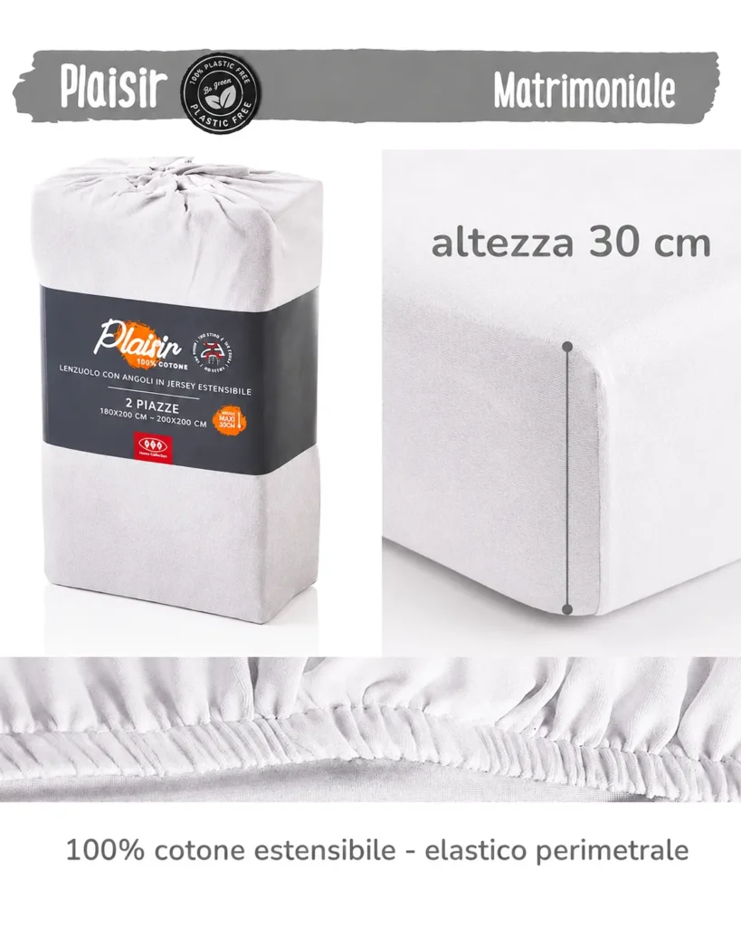 Lenzuolo Sotto con Angoli 30cm – Jersey Elastico Matrimoniale