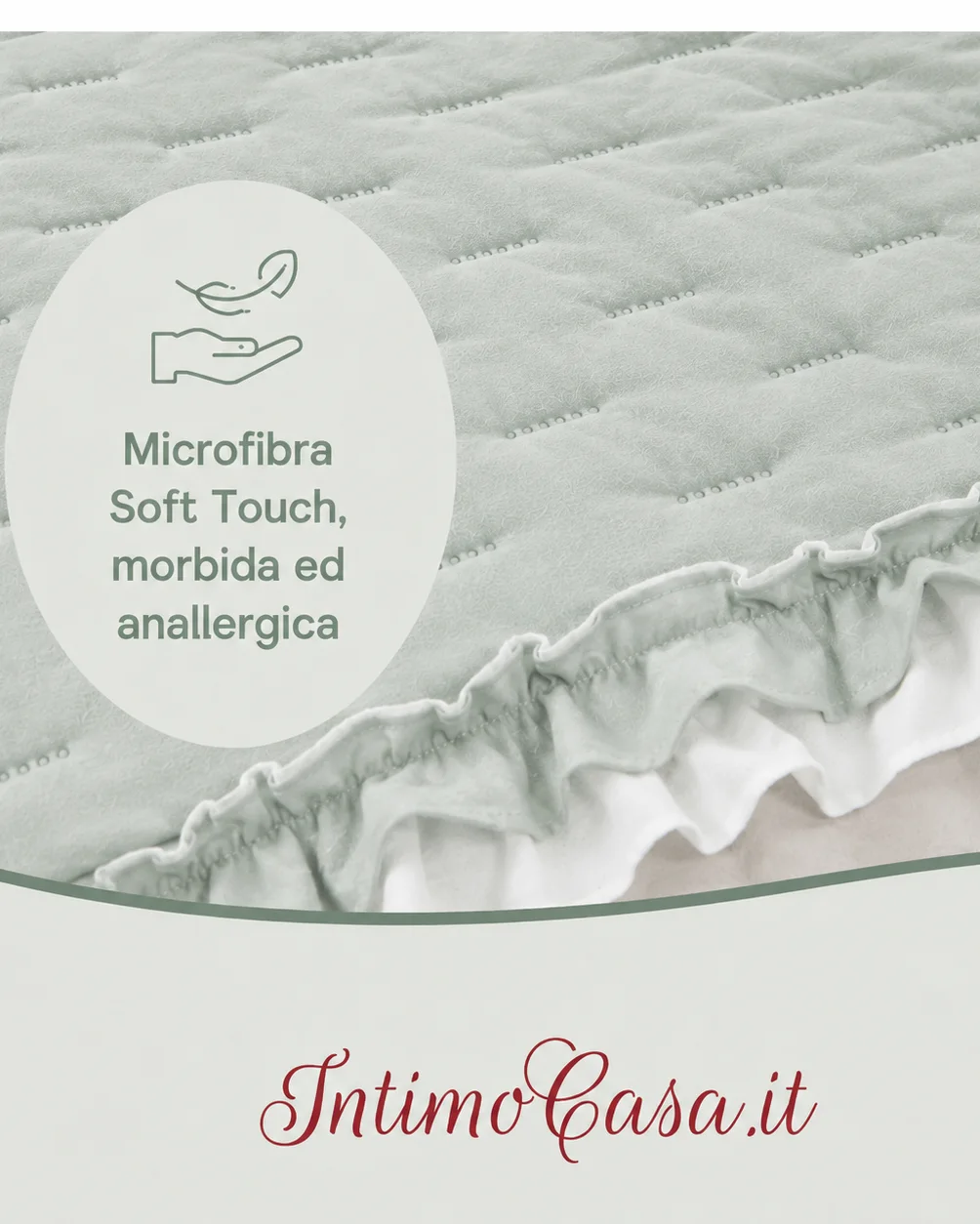 Trapuntino Singolo Shabby Chic con Rouches - Soft Touch Verde - immagine 3